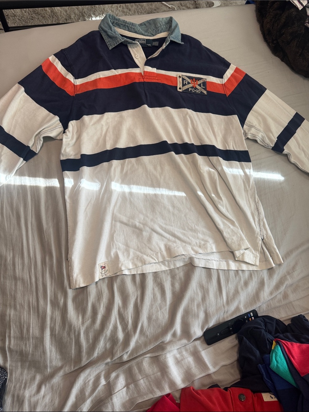 Polo by Ralph Lauren Navy, White & Red Striped Rugby Shirt